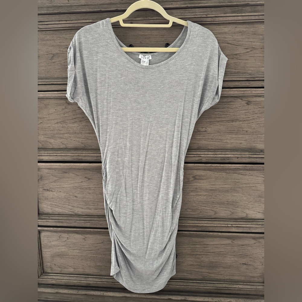 VENUS Gray T-Shirt Dress EUC Short Sleeve Mini Dress Rayon Spandex Small - Picture 3 of 10